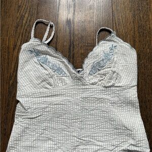 Embroidered White Tank Top